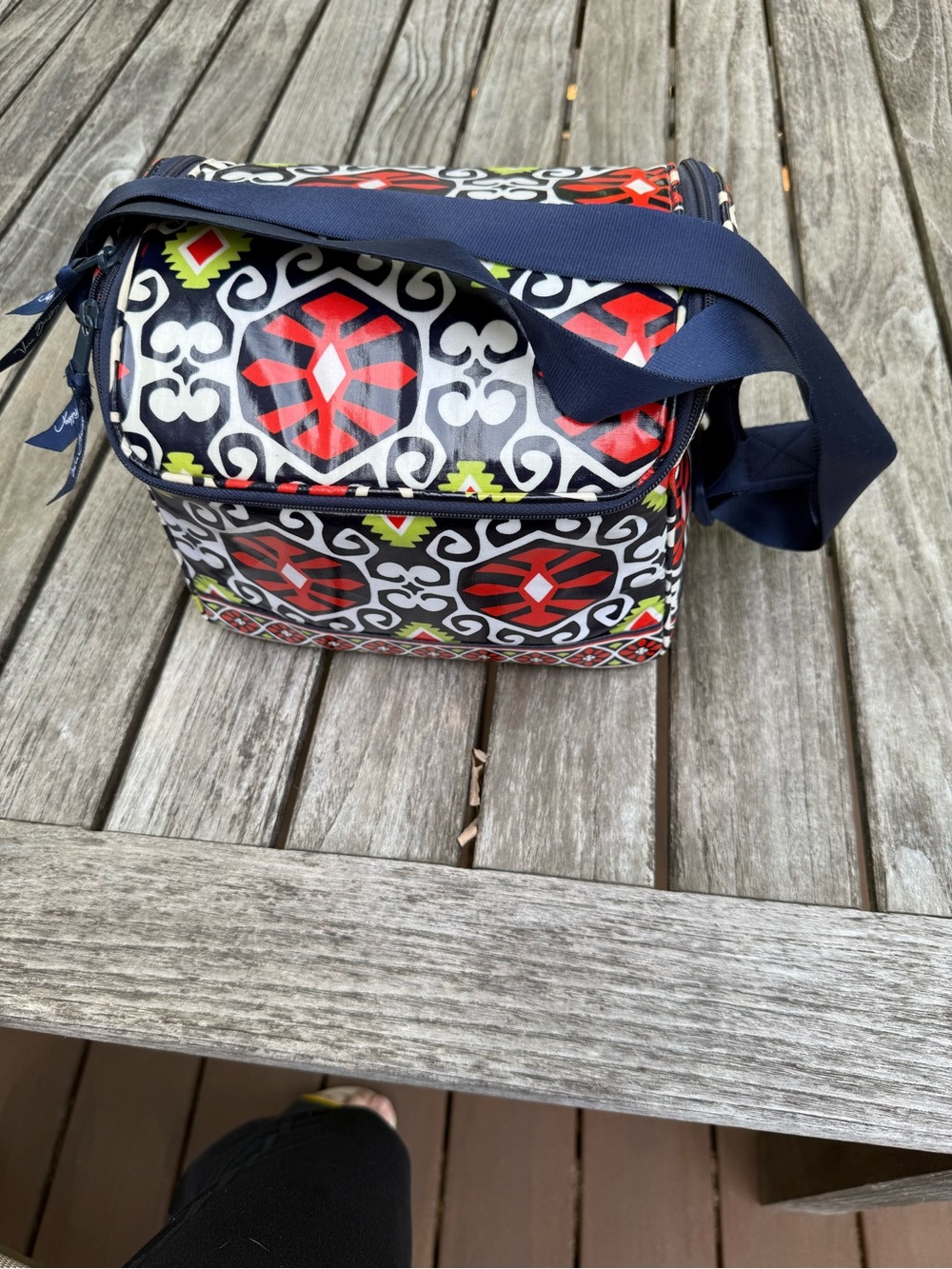 Vera Bradley Navy, Orange & Lime Patterned Lunch Insulated Bag